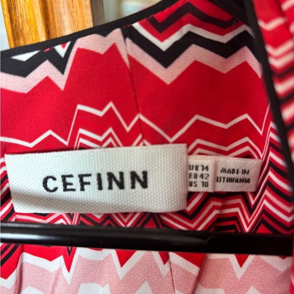 CEFINN Red and White Zigzag Wrap Dress SZ 14 - Picture 2 of 6